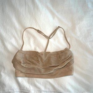 GOLDEN SHIMMER CROP TOP W BUILT IN BRA